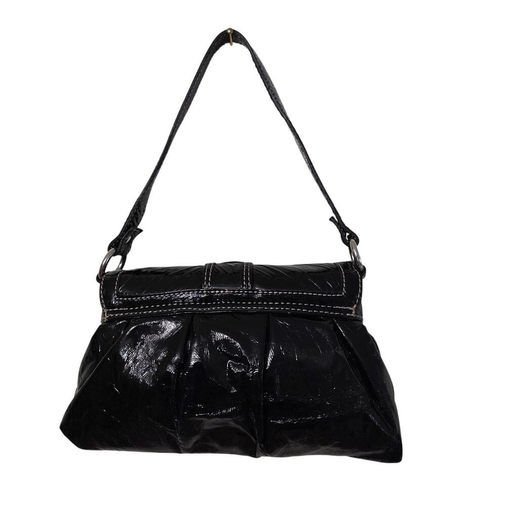 Vintage y2k Mini Satchel Black Pleather Crinkle Bag Purse Goth Grunge Streetwear - Picture 5 of 13